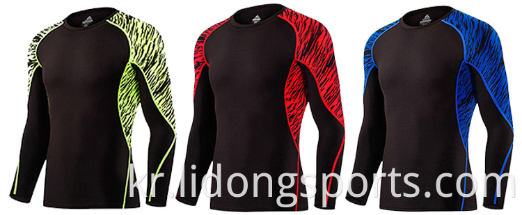 Lidong Mens 체육관 착용 긴 소매 통기성 인기있는 스포츠 의류 도매
